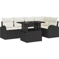 vidaXL Tuinset, 6 stuks, 5 zitplaatsen, zwart, polyrotan