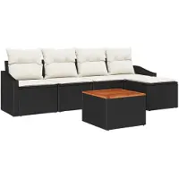 vidaXL Tuinbank Set 6 st Zwart en Crème poly rattan