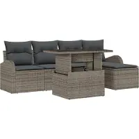 vidaXL Tuinbank Set 6 st Grijs Poly rattan