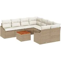 vidaXL Tuinbank Set 9 st Beige en Crème poly rattan