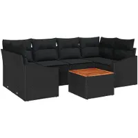vidaXL Tuinbank Set 7 st Zwart poly rattan