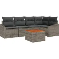 vidaXL Tuinbank Set 6 st Grijs poly rattan