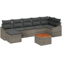 vidaXL Tuinbank Set 8 st Grijs poly rattan