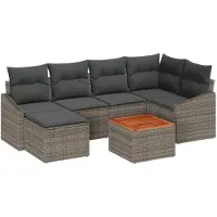 vidaXL Tuinbank Set 7 st Grijs poly rattan