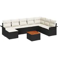 vidaXL Tuinbank Set 9 st Zwart en Crème poly rattan