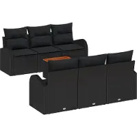 vidaXL Tuinbank Set 7 st Zwart poly rattan