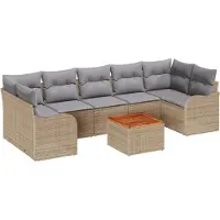 vidaXL Tuinbank Set 8 st Beige en Lichtgrijs poly rattan