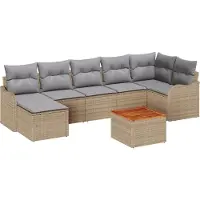 vidaXL Tuinbank Set met opslag 8 pcs Beige en Lichtgrijs poly rattan