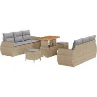 vidaXL Tuinset met 9 zitplaatsen, beige, van polyrotan