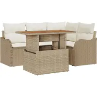 vidaXL Tuinbank Set 5 st 4-Aantal zitplaatsen Beige en Crème