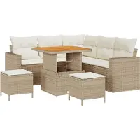 vidaXL Tuinbank Set 8 st Beige poly rattan