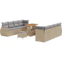 vidaXL Tuinset met 11 stukken, beige, van polyrotan