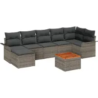 vidaXL Tuinset met 8 zitplaatsen, grijs, van polyrotan
