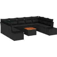 vidaXL Tuinbank Set met opslag 10 pcs Zwart