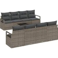 vidaXL Bankstel 7 st 6-Aantal zitplaatsen Grijs poly rattan