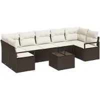 vidaXL Bankstel 8 st 7-Aantal zitplaatsen Bruin en Crème poly rattan