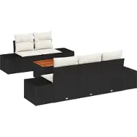 vidaXL Tuinbank Set 6 st Zwart en Crème poly rattan