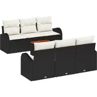 vidaXL Tuinbank Set 7 st Zwart en Crème poly rattan