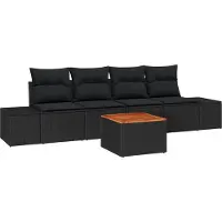 vidaXL Tuinbank Set 5 st Zwart poly rattan