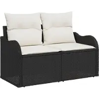 vidaXL Tuin Sofa met kussen Zwart 121 x 62 x 69cm poly rattan