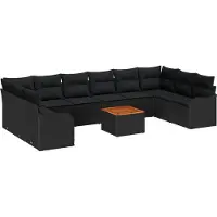 vidaXL Tuinbank Set 10 st Zwart poly rattan