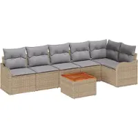 vidaXL Tuinbank Set 7 st Beige en Lichtgrijs poly rattan