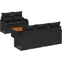 vidaXL Tuinbank Set 6 st 5-Aantal zitplaatsen Zwart poly rattan