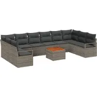 vidaXL Tuinset met 11 delen, grijs, polyrotan