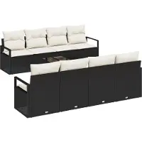 vidaXL Bankstel 7 st 6-Aantal zitplaatsen Zwart en Crème poly rattan