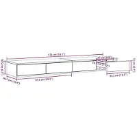 vidaXL Bedlades Zwart Eiken 135 x 36,5 x 16,5 cm Bewerkt hout