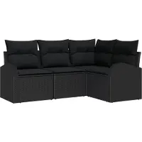 vidaXL Tuinbank Set 4 st Zwart poly rattan