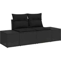 vidaXL Tuin Sofa met kussen Zwart 184 x 62 x 69 cm poly rattan