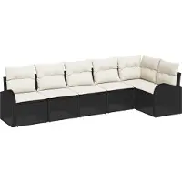 vidaXL Tuinbank Set 6 st Zwart poly rattan