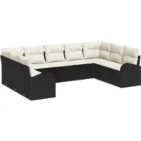 vidaXL Bankstel 9 st Zwart [Synthetisch]: Poly Riet