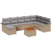 vidaXL Tuinbank Set 9 st Beige en Lichtgrijs poly rattan
