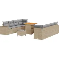 vidaXL Tuinset met 11 stukken, beige, van polyrotan