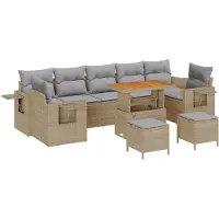 vidaXL Tuinbank Set 10 st Beige poly rattan