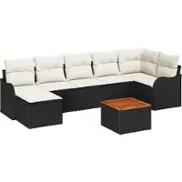 vidaXL Tuinbank Set 8 st Zwart en Crème poly rattan