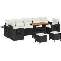 vidaXL Tuinset, 10-delig, zwart, polyrotan