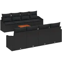 vidaXL Tuinbank Set 9 st Zwart poly rattan