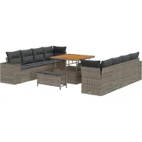 vidaXL Tuinbank Set 11 st Grijs poly rattan