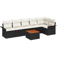 vidaXL Tuinbank Set 7 st 6-Aantal zitplaatsen Zwart en Crème