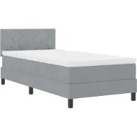 vidaXL Boxspring bed met hoofdeinde Lichtgrijs 90 x 190 cm Stof