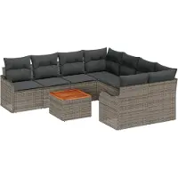 vidaXL Tuinbank Set 9 st Grijs poly rattan