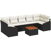 vidaXL Tuinbank Set 8 st Zwart en Crème poly rattan
