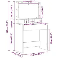 vidaXL Kaptafel Zwart Eiken 75,5 x 41 x 135 cm Bewerkt hout