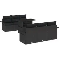 vidaXL Tuinset met 7 zitplaatsen, zwart [Synthetisch]: Polyrotan
