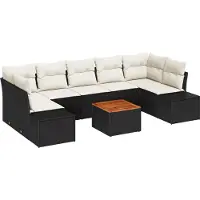vidaXL Tuinbank Set 8 st Zwart en Crème poly rattan
