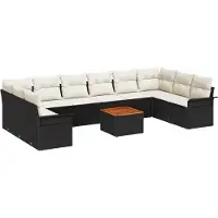 vidaXL Tuinbank Set 11 st 10-Aantal zitplaatsen Zwart en Crème