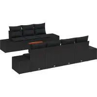 vidaXL Tuinbank Set met opslag 8 pcs Zwart poly rattan